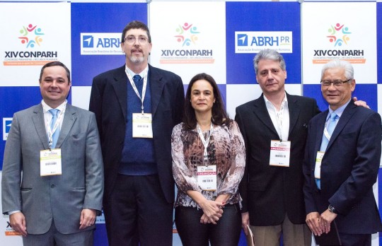 Alfredo Santana, Harold Bouillon, Cirlene do Carmo, Diretora Geral do XIV CONPARH, Ricardo Cipullo e Yoshio Kawakami. Foto: Felipe de Souza e Luciana Zenti.