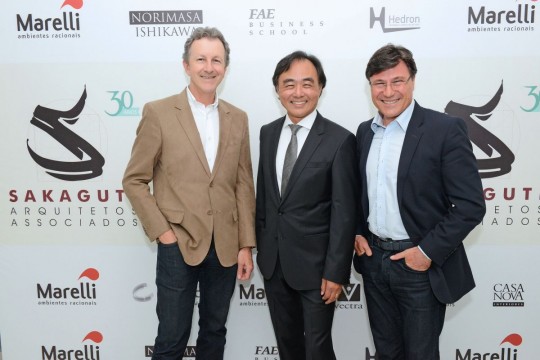 José Alcir Gruber, o arquiteto Adolfo Sakaguti e Washington Ortega. Foto: Gerson Lima
