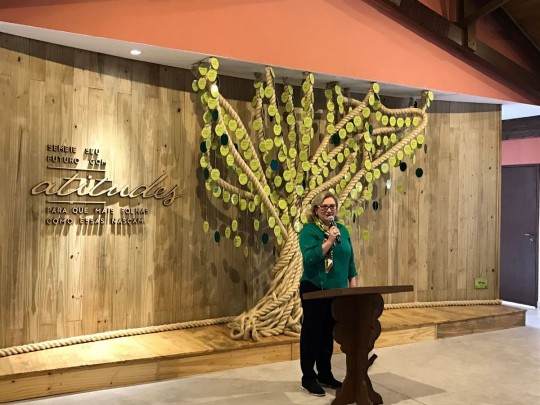 Novo auditório na Reserva Natural Salto Morato, no litoral norte do Paraná, será um espaço para fomentar ações ligadas à conservação da natureza. O espaço tem capacidade de 40 pessoas e todos os recursos disponíveis nele permitirão a realização de seminários, aulas de campo e eventos diversos. Foto: Fundação Grupo Boticário