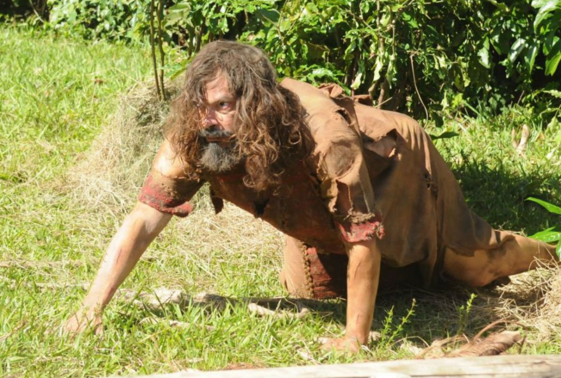 Em "O Rico e Lázaro", Nabucodonosor rosna como um animal.