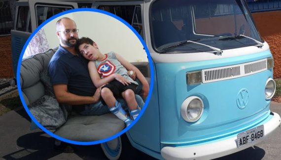 Pai faz rifa de Kombi para comprar equipamentos que mantêm o filho vivo