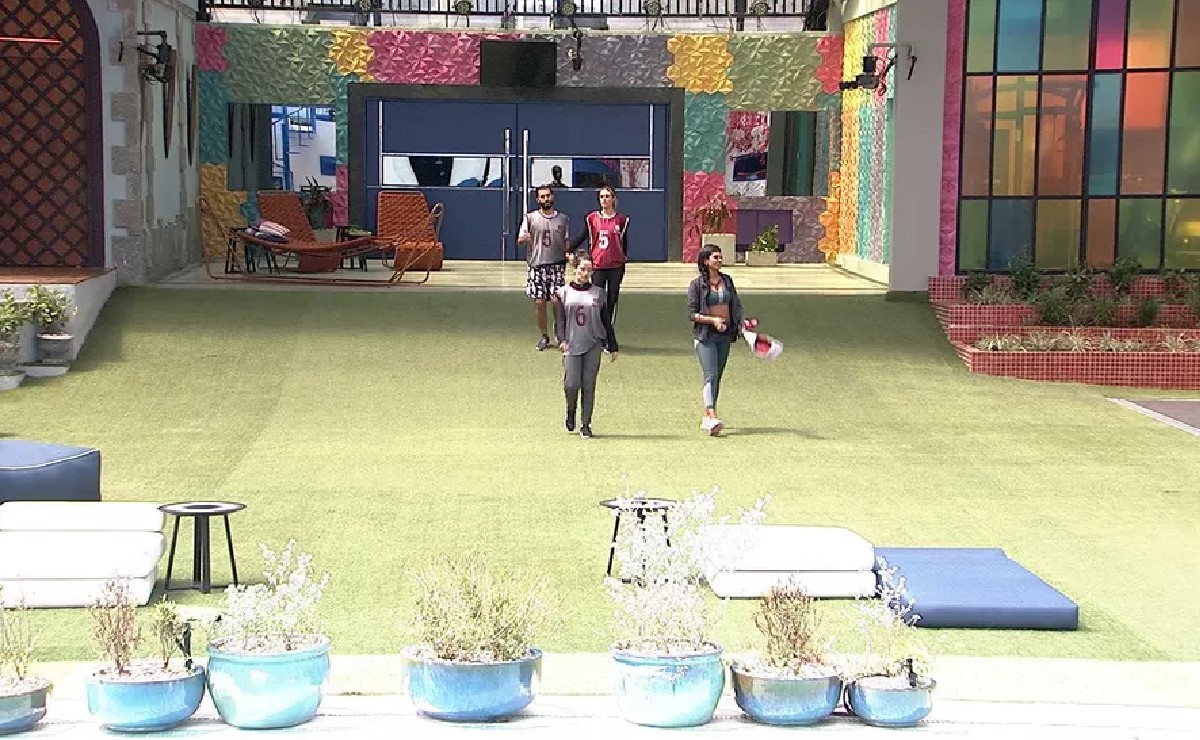 Sarah e Gil ganham a prova do líder. Foto: Reprodução/Globo.