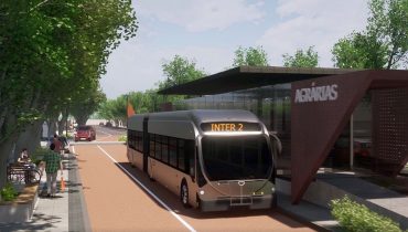 Projeção de ônibus elétrico de Curitiba