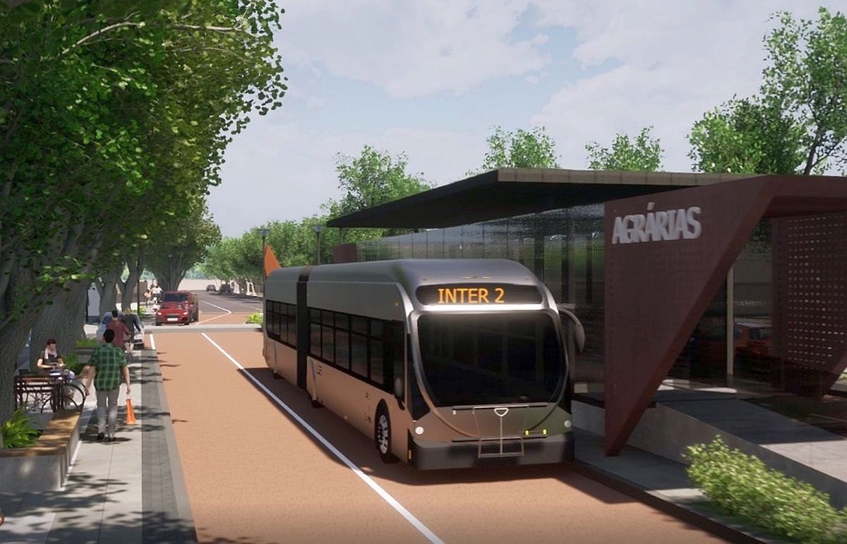 Projeção de ônibus elétrico de Curitiba