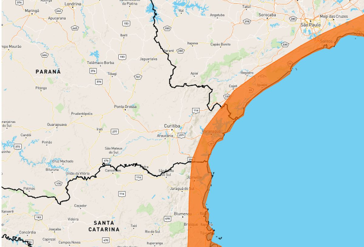 Alerta de perigo no litoral do PR