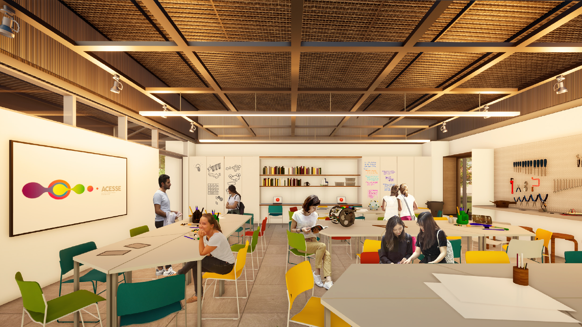 Sala Maker – imagens meramente ilustrativas. Previsão de instalações concluídas em março/22. | Foto:Divulgação