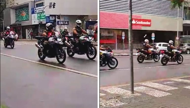 "Desfile" das novas motos da Polícia Militar foi flagrado na manhã desta sexta-feira, em Curitiba.