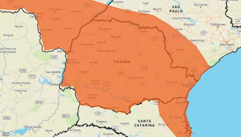 Alerta de temporal do Inmet abrange todo o Paraná. 