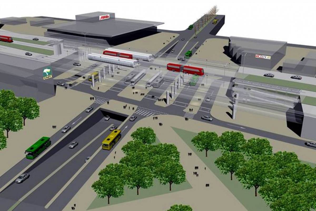 O projeto inicial previa uma trincheira abaixo do viaduto da Linha Verde com a Avenida Victor Ferreira do Amaral.