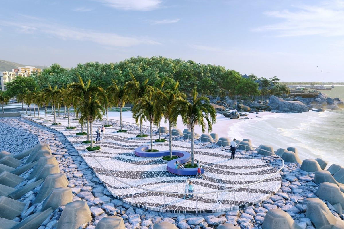 Imagem mostra uma projeção de como deve ficar o espigão de Matinhos