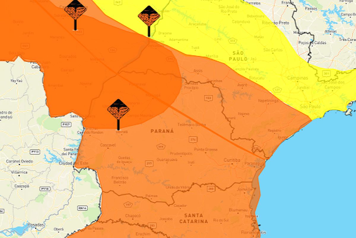 Chuva forte e frio intenso a partir desta terça em Curitiba