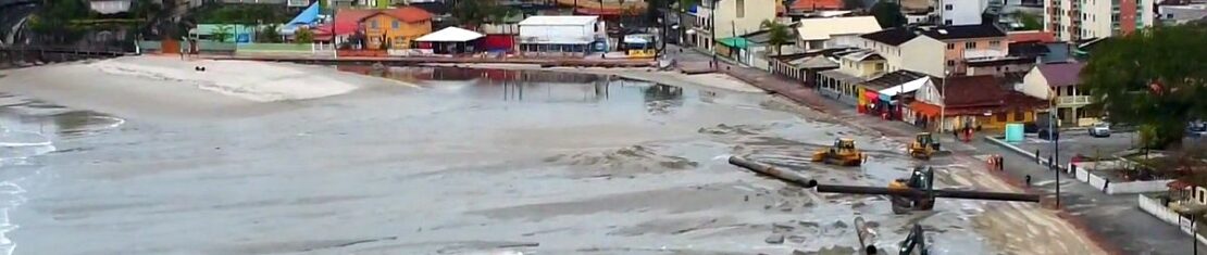 Imagem mostra como está ficando a faixa de areia do Pico de Matinhos do lado dos balneários