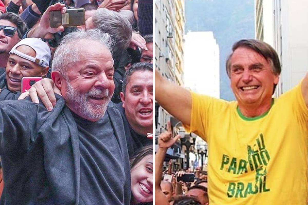 Imagem mostra Lula e Bolsonaro, que irão disputar o segundo turno das eleições de 2022. disputam o segundo turno das eleições 2022. Foto: