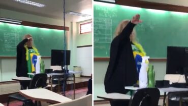 professora faz gesto nazista