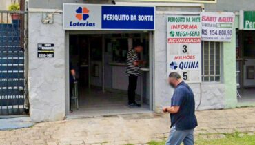 Imagem mostra a lotérica Periquito da Sorte, onde saiu um bolão premiado da Lotofacil.