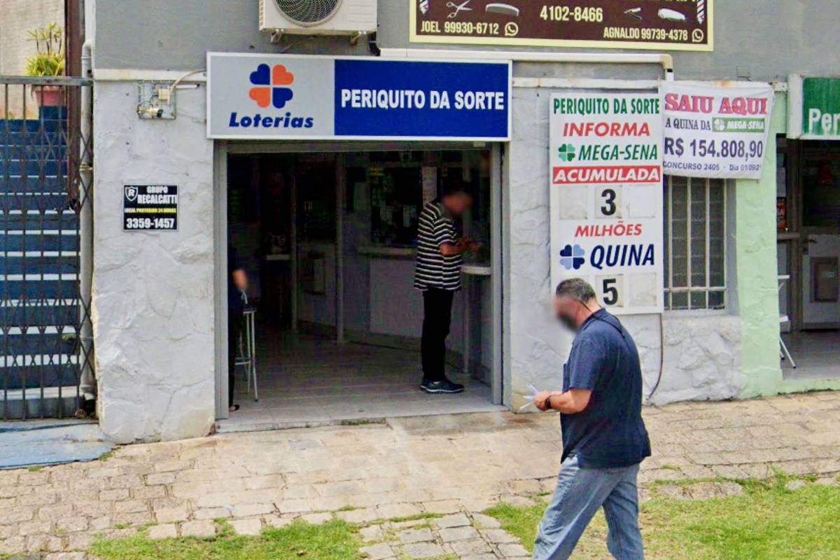 Imagem mostra a lotérica Periquito da Sorte, onde saiu um bolão premiado da Lotofacil.