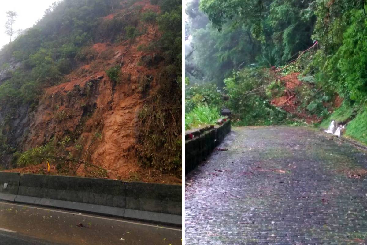 Imagem mostra deslizamentos registrados também na BR-277, Estrada da Graciosa e BR-116.