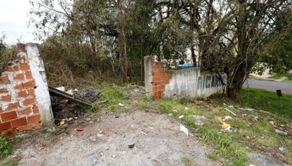 Imagem mostra um terreno baldio em Curitiba que é só dor de cabeça pra vizinhança
