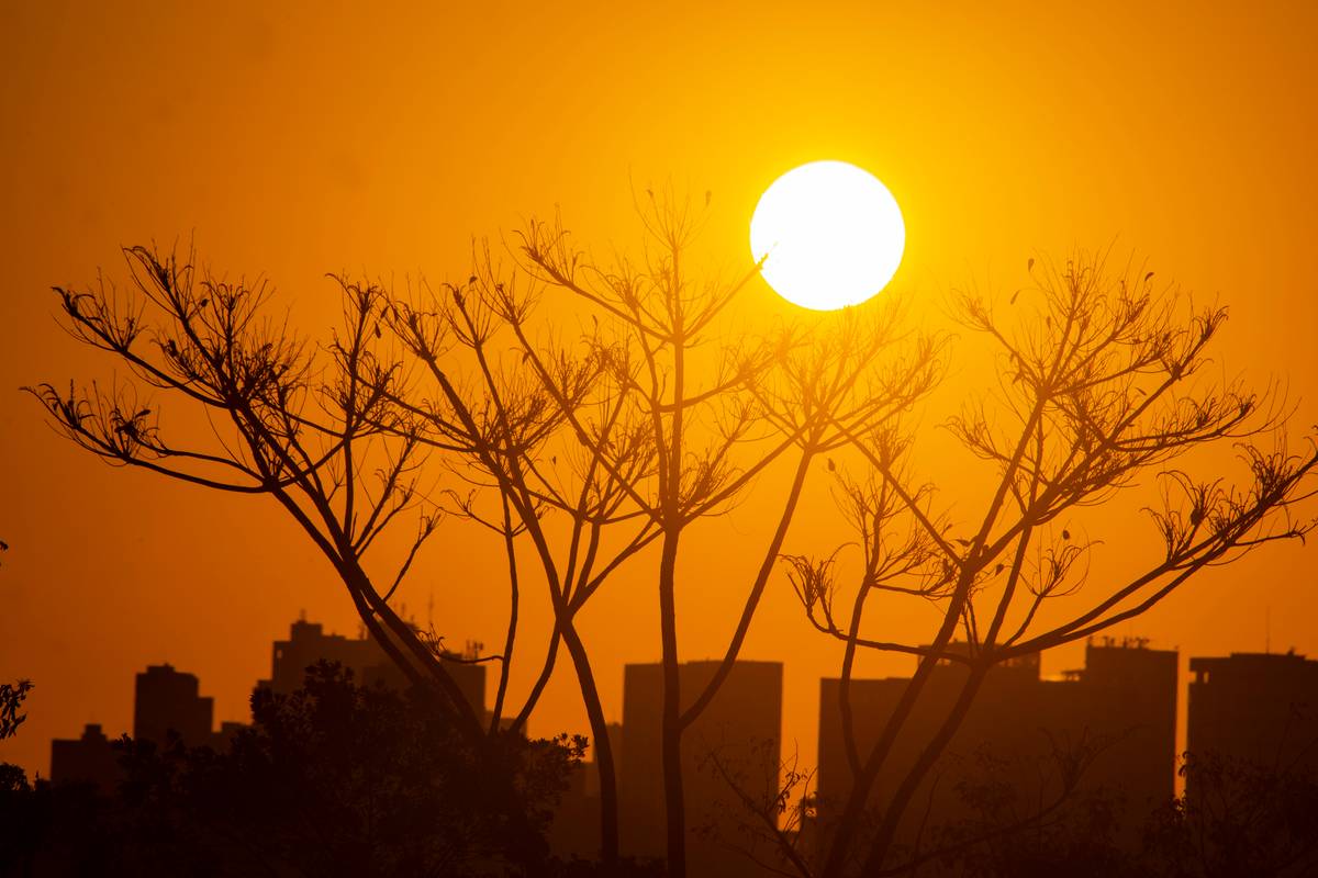 Iamgem mostra o por do sol em Curitiba