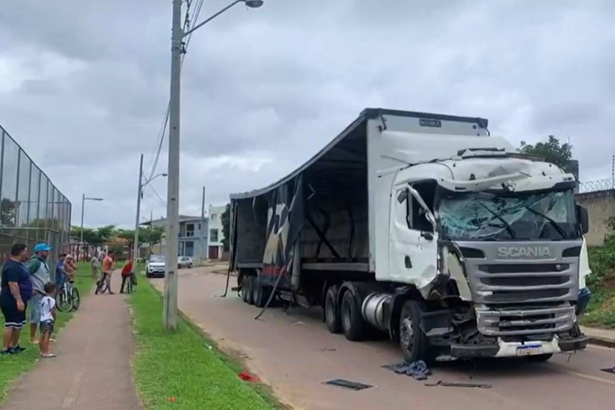 Imagem mostra o caminhão utilizado para percorrer Curitiba de forma selvagem e sem freio