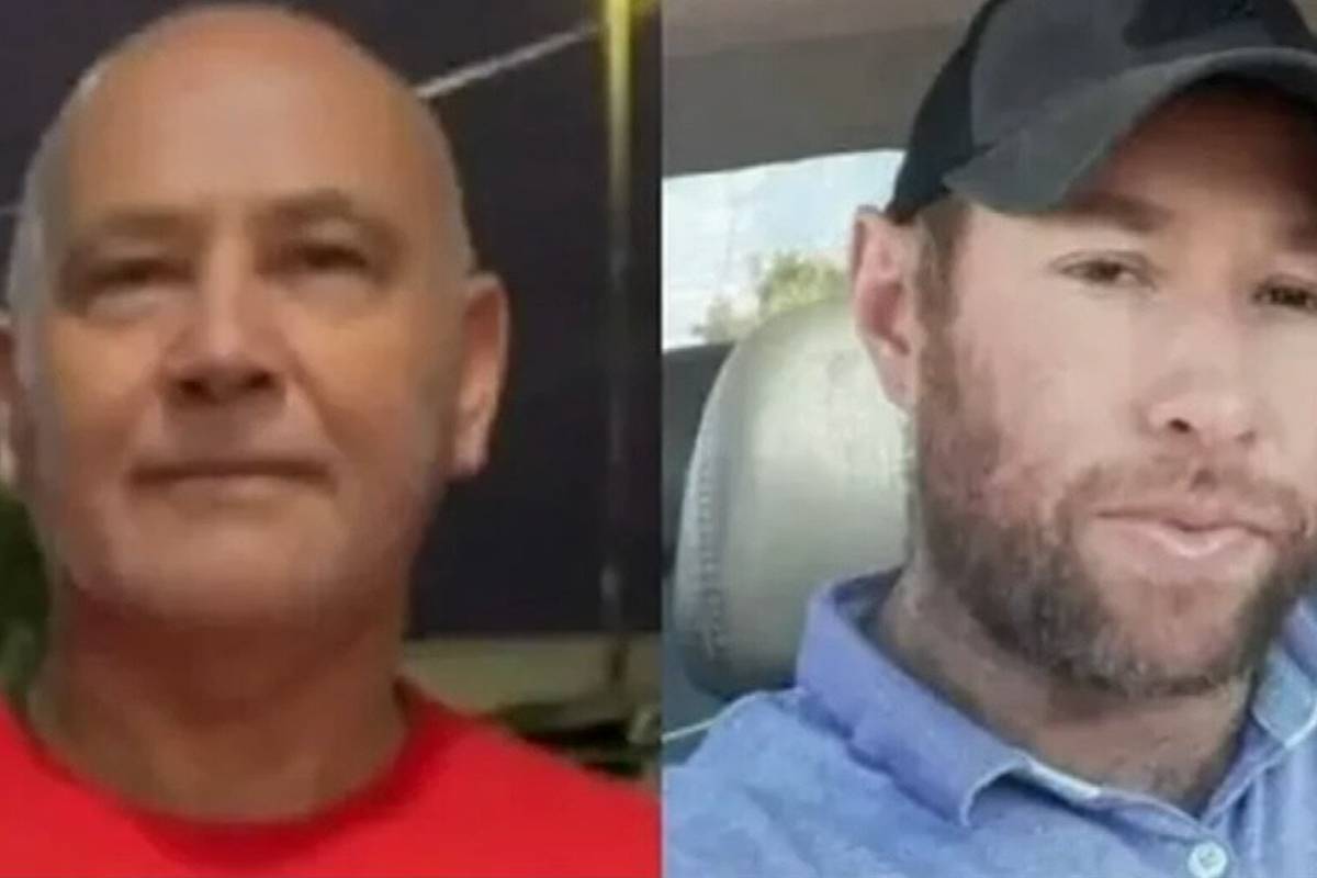 Imagem mostra Pai e filho, identificados como José Dirceu Caldas e Jonatas Caldas foram presos suspeitos de assassinado de empresária em Araucária.