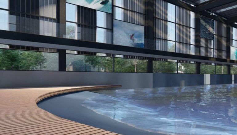 piscina com onda para a pratica de surf em Curitiba