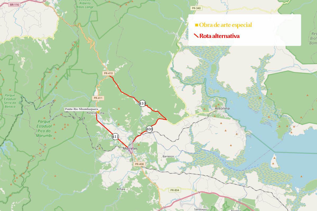 Mapa desvio Morretes