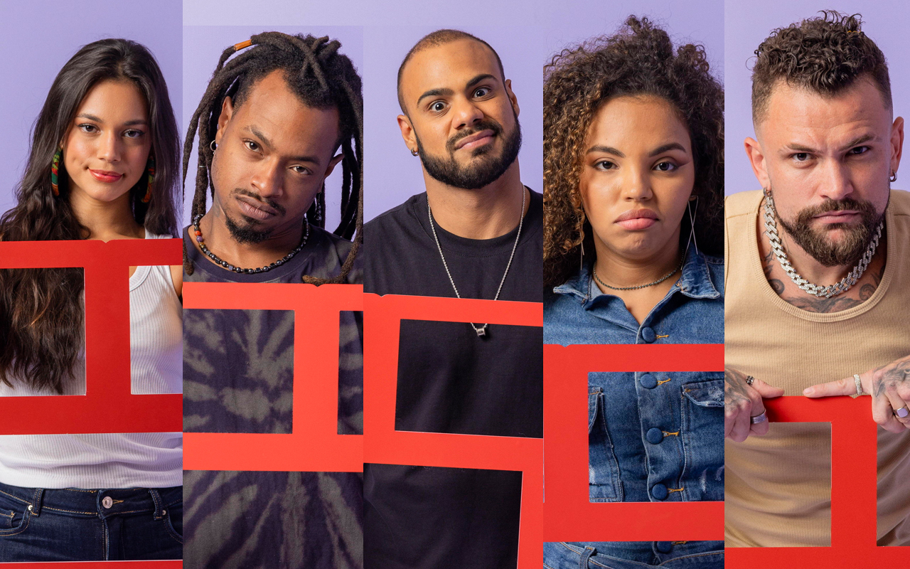 Alane, Luigi, Marcus Vinicíus, Giovanna Pitel e Vinícius estão no quinto paredão do BBB 24
