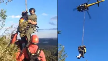 Casal é resgatado de helicóptero de morro no Litoral do Paraná