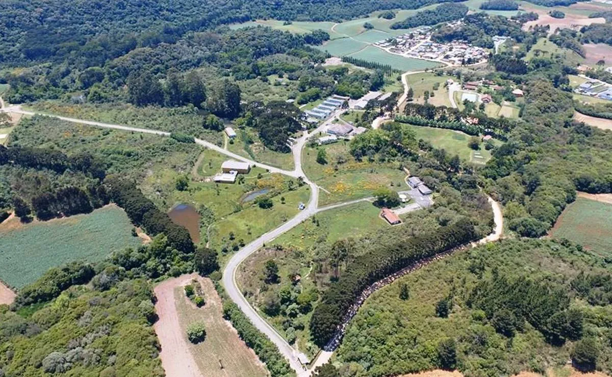 Imagem aérea mostra a cidade de Campo Magro.