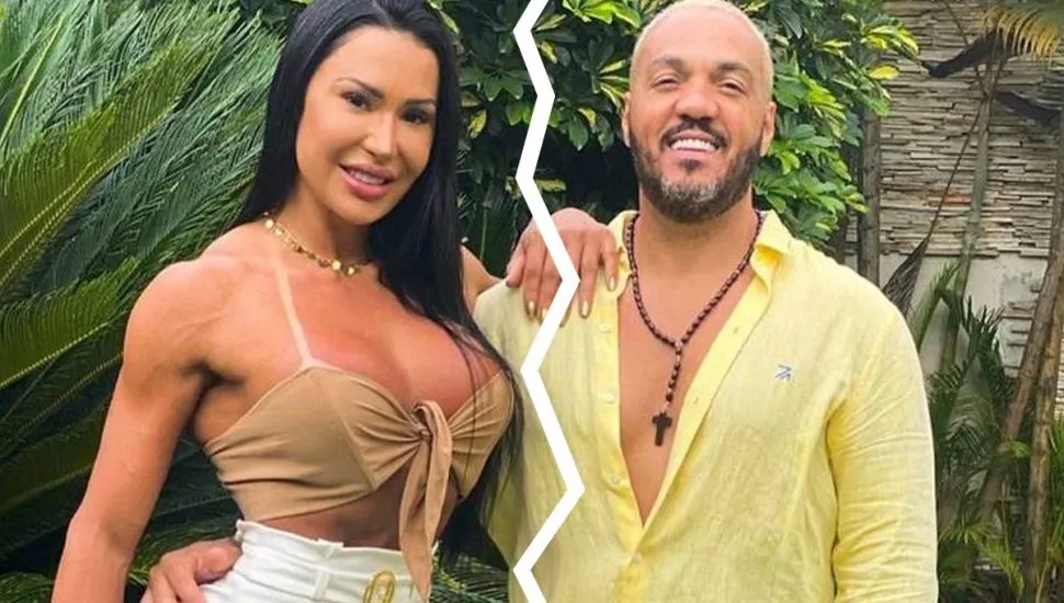 Imagem mostra Belo e Gracyanne Barbosa, que ficaram casados por 16 anos.