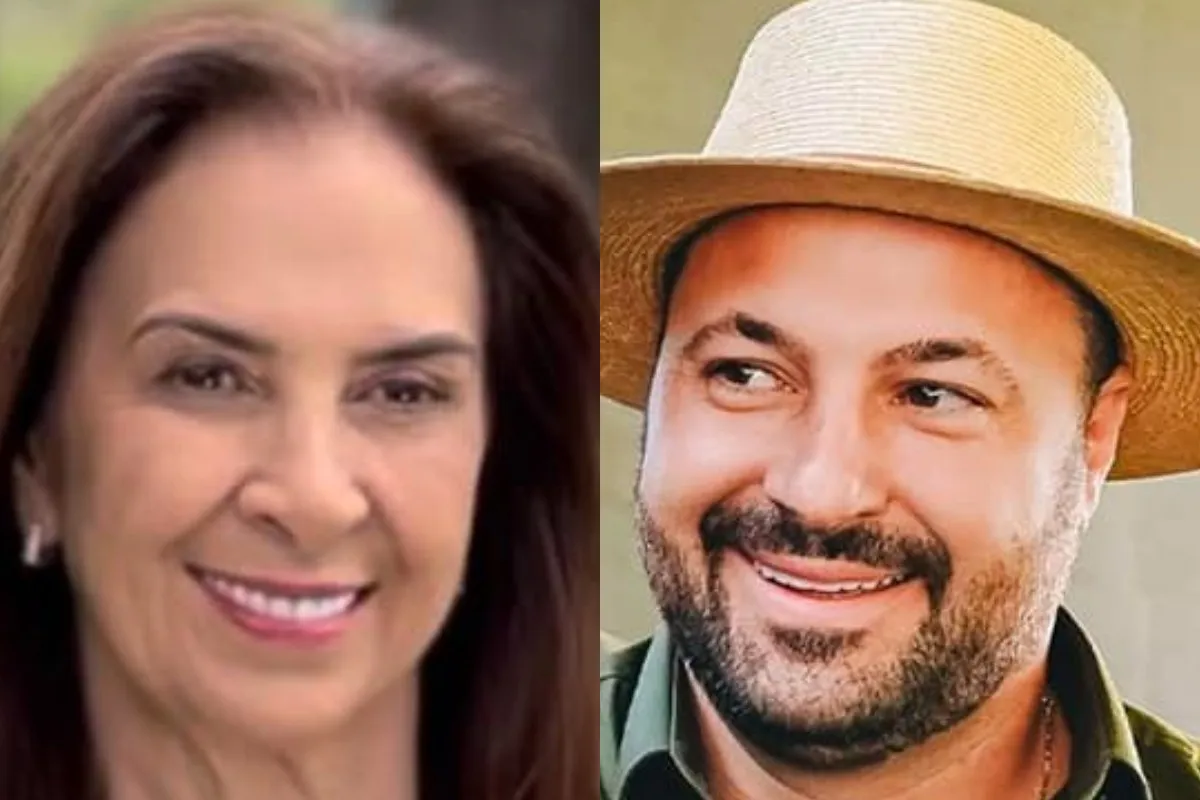 Na fotomontagem, destaque dos rostos da candidata Nina Singer e do candidato Geraldo Mendes.