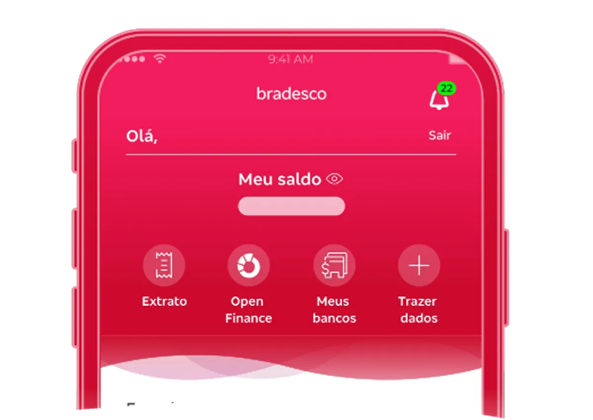 Imagem mostra tela do app do Bradesco