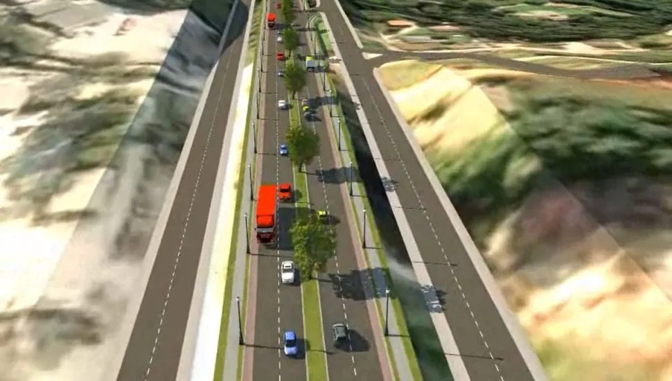 Imagem mostra projeto de duplicação da Rodovia dos Minérios, na Região Metropolitana de Curitiba