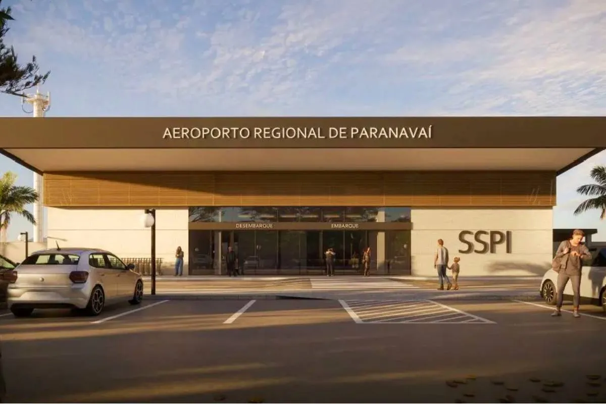 Imagem mostra uma projeção do novo terminal do Aeroporto de Paranavaí.