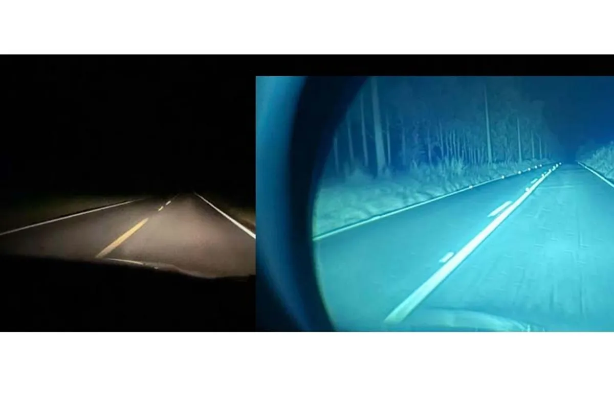 Visão com e sem óculos de visão noturna