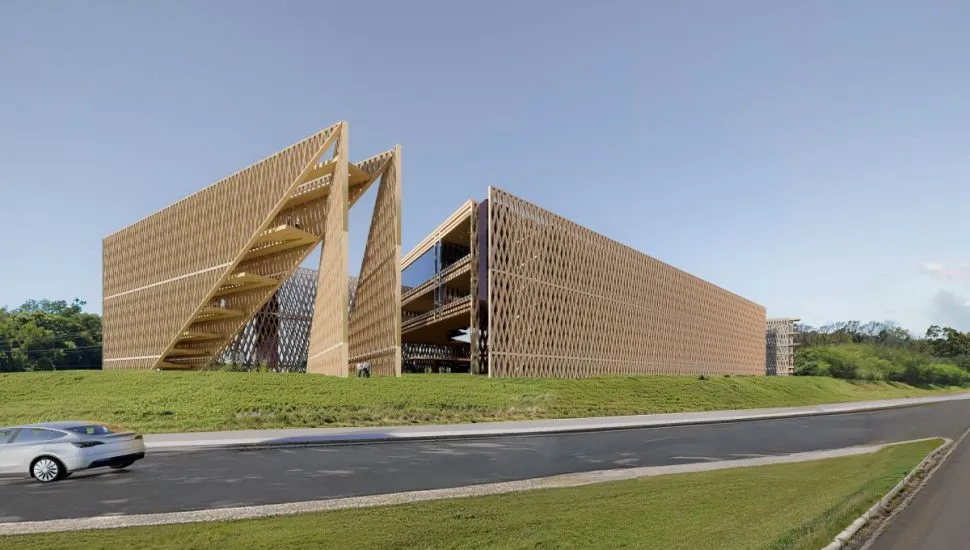 foto mostra maquete do projeto do novo museu que será construído no Paraná
