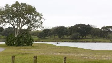 Imagem mostra lago no Parque Náutico, no Boqueirão em Curitiba