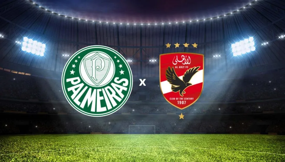 Imagem mostra brasão dos times Veja onde assistir Palmeiras e Al Ahly, que se enfrentam nesta terça-feira pela primeira rodada do Mundial de Clubes. Foto: Dmitry Rukhlenko/Canva