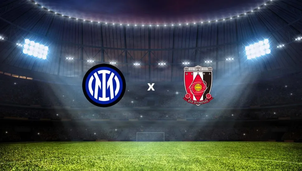 Imagem mostra brasão dos times e onde assistir Inter de Milão x Urawa Reds que se enfrentam neste sábado (21/06) pela primeira rodada do Mundial de Clubes. Foto: Dmitry Rukhlenko/Canva