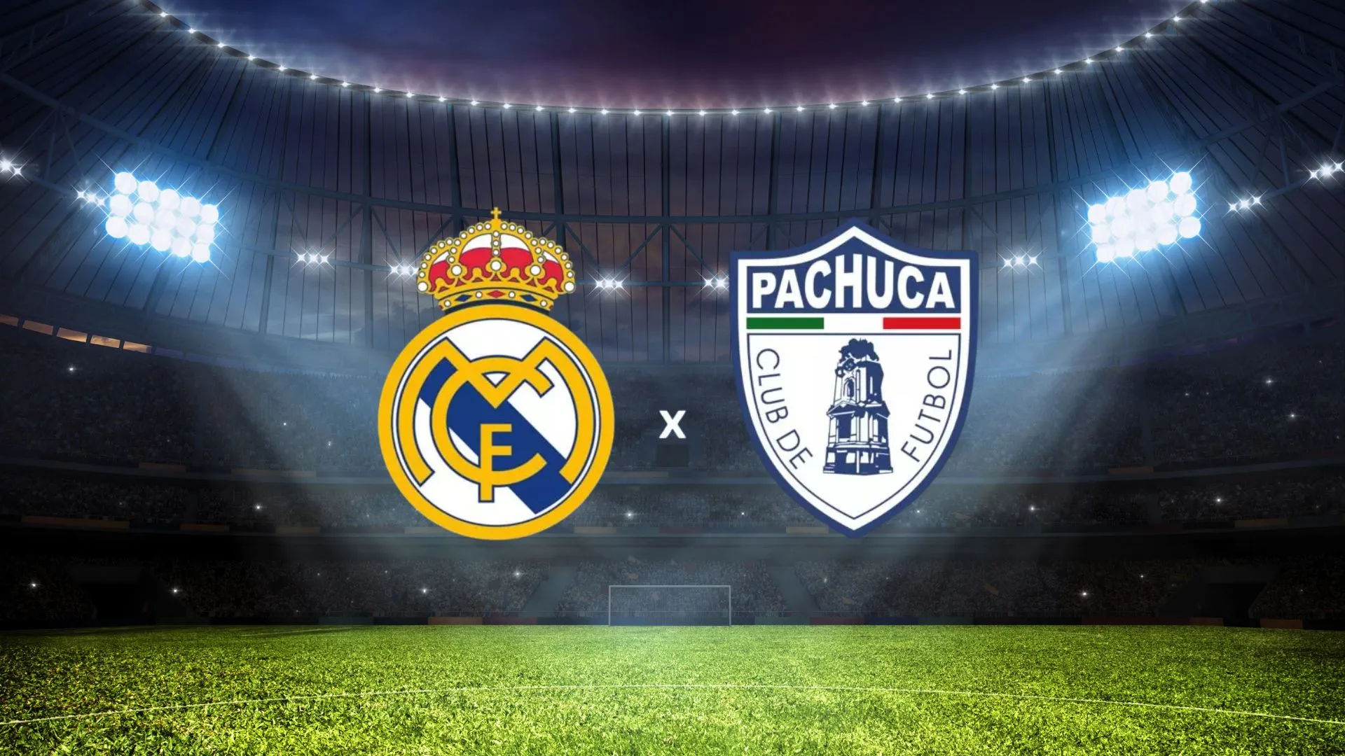 Imagem mostra brasão dos times Veja onde assistir o jogo do Real Madrid x Pachuca que se enfrentam neste domingo (22/06) pelo Mundial de Clubes. Foto: Dmitry Rukhlenko/Canva