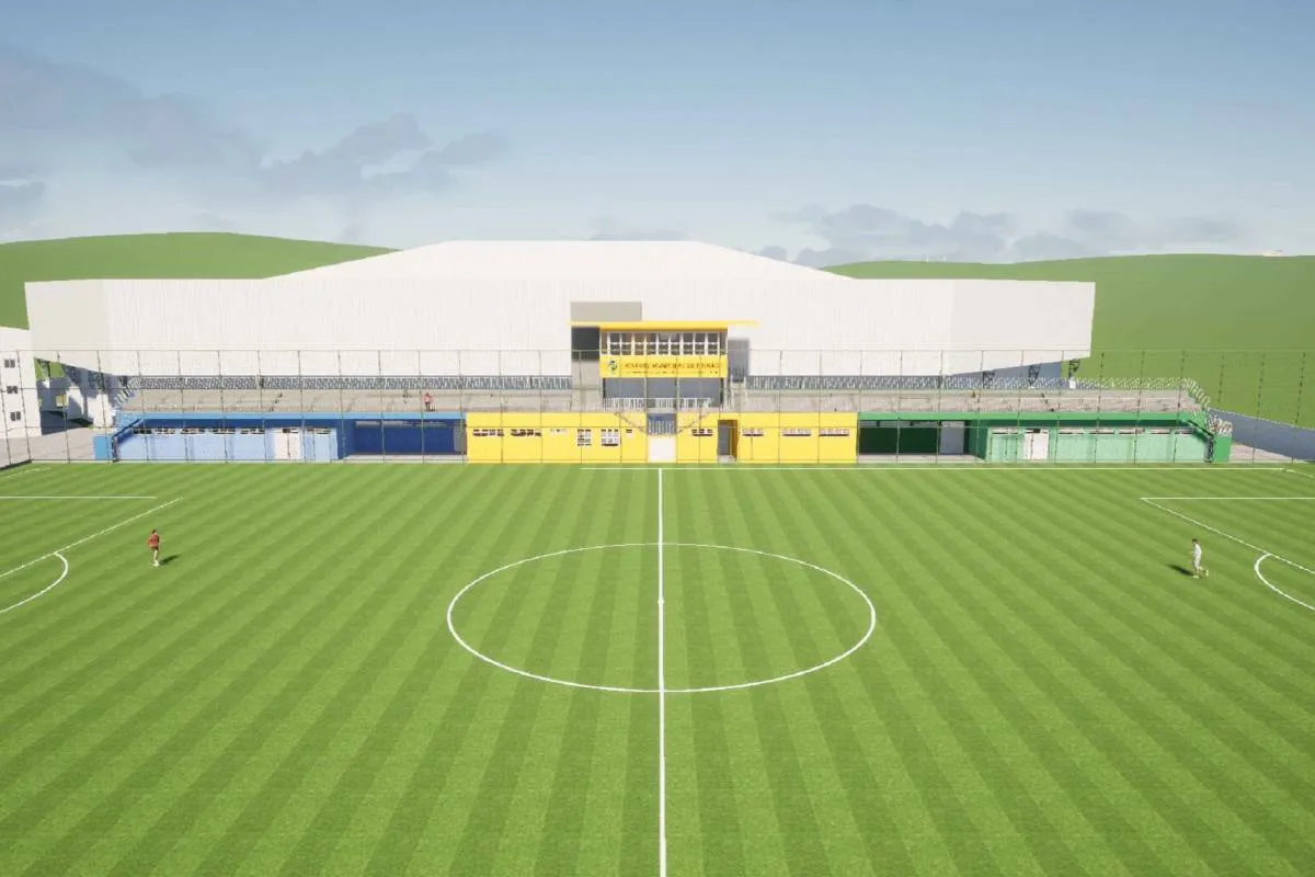 Imagem mostra o novo estádio de Pinhais.