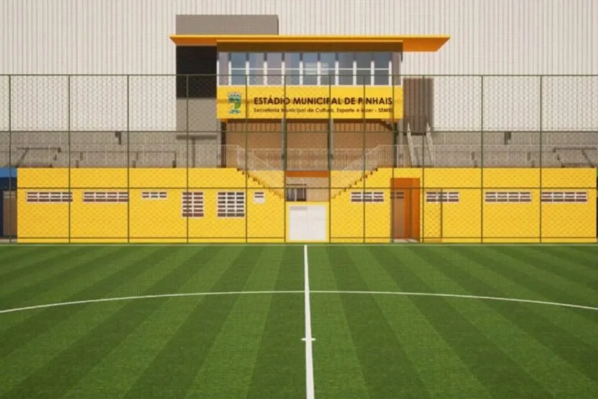 Imagem mostra o novo estádio de Pinhais.