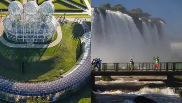 Imagem mostra Jardim Botânico de Curitiba e Cataratas do Iguaçu