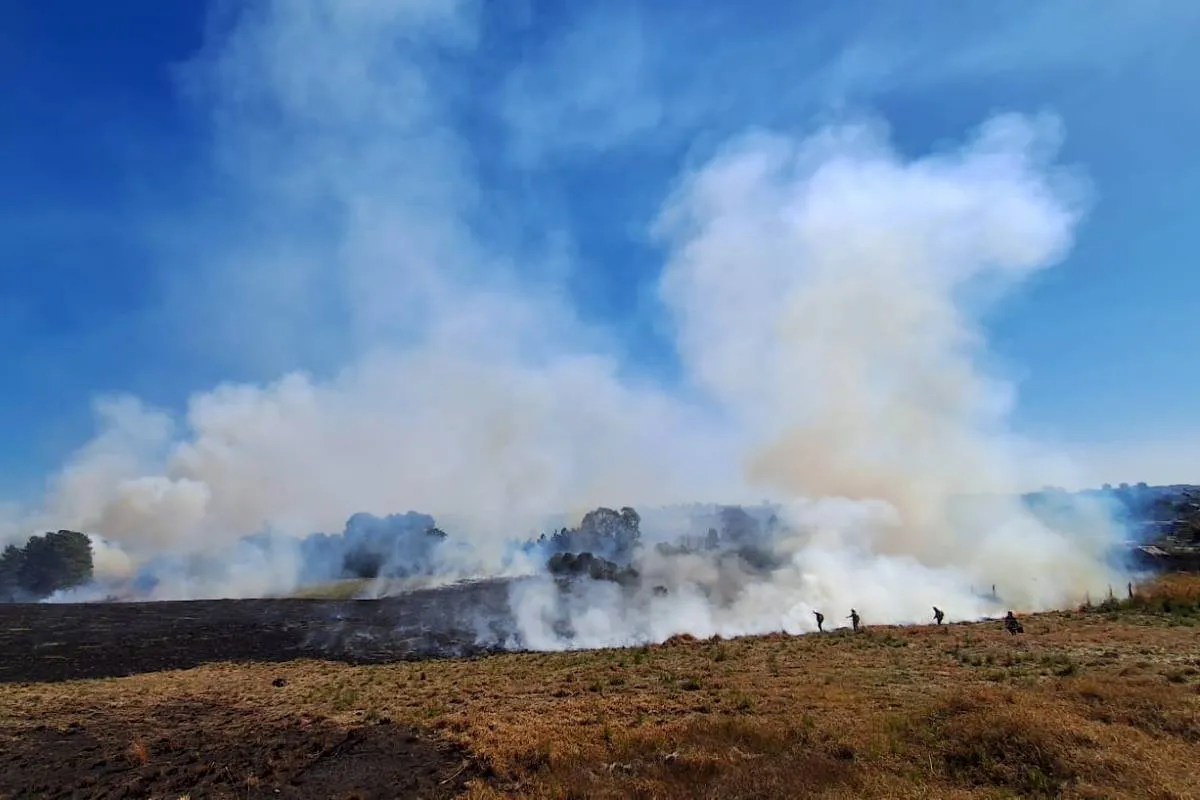 Incêndio em terreno no Bairro Alto