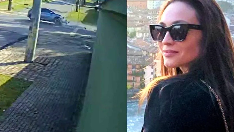 Imagem mostra uma montagem com a advogada e morreu em um acidente e o momento do acidente.