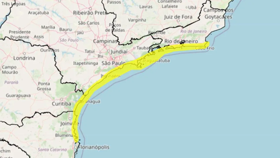 Alerta de ventos costeiros no litoral do Paraná