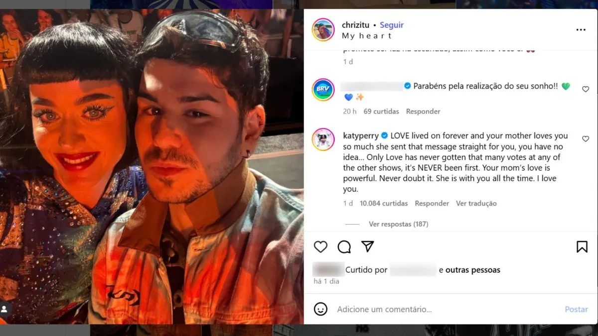 katy perry responde fã que esteve em show em Curitiba