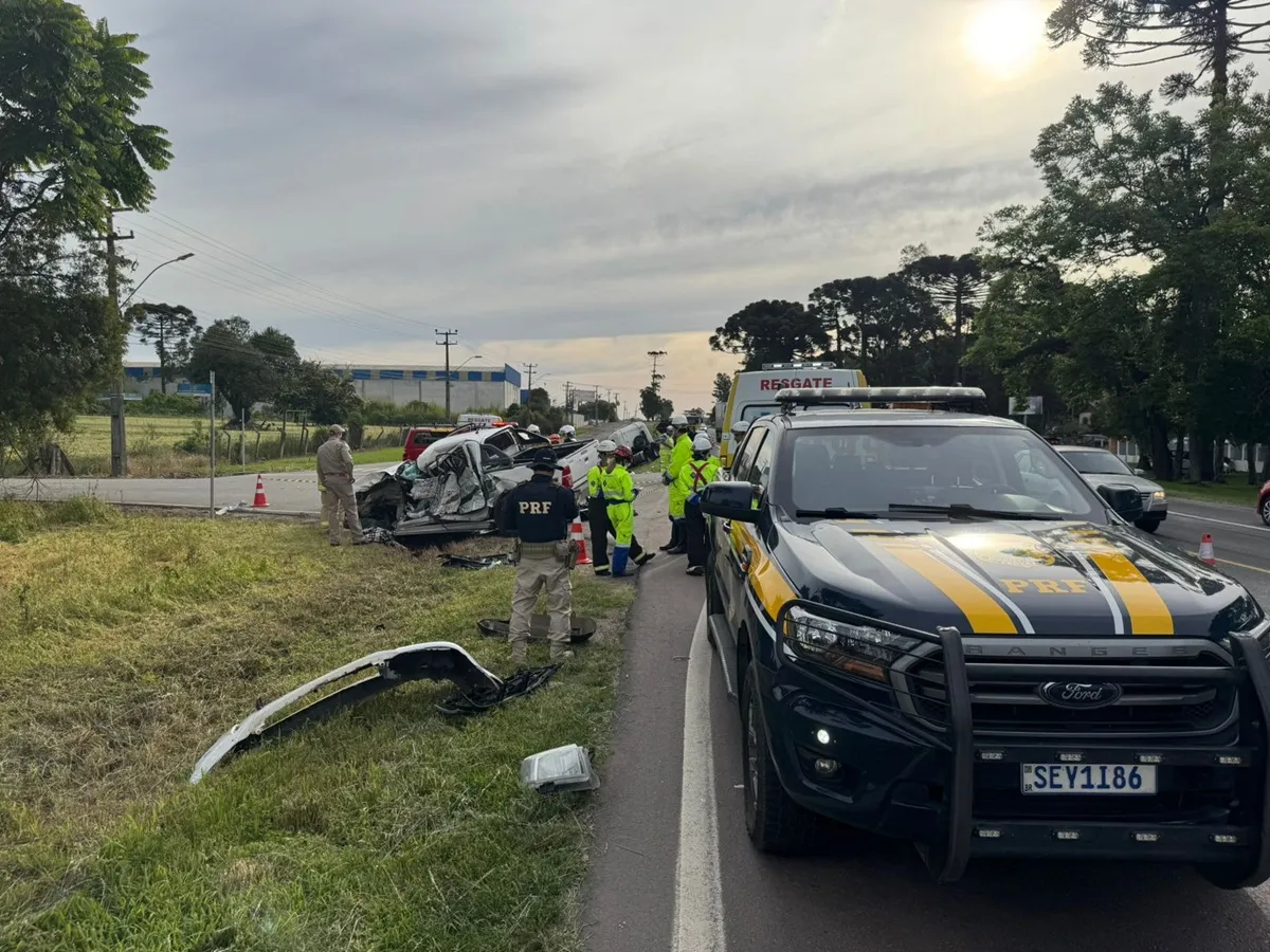 Acidente na BR-476, em Araucária, na Grande Curitiba
