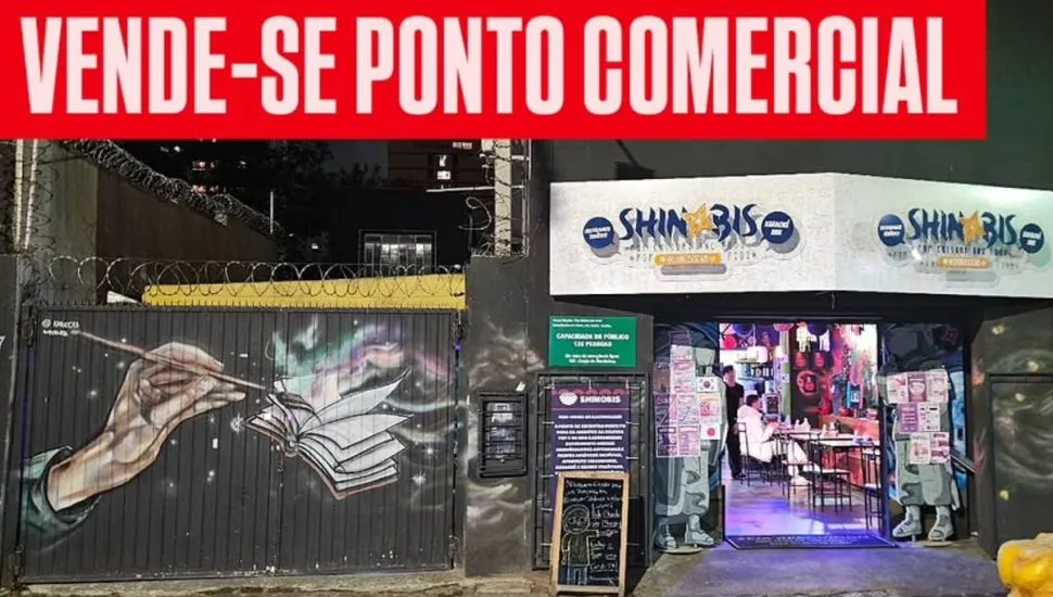 Imagem publicada nas redes sociais mostra o local com a inscrição de "passa-se o ponto comercial"